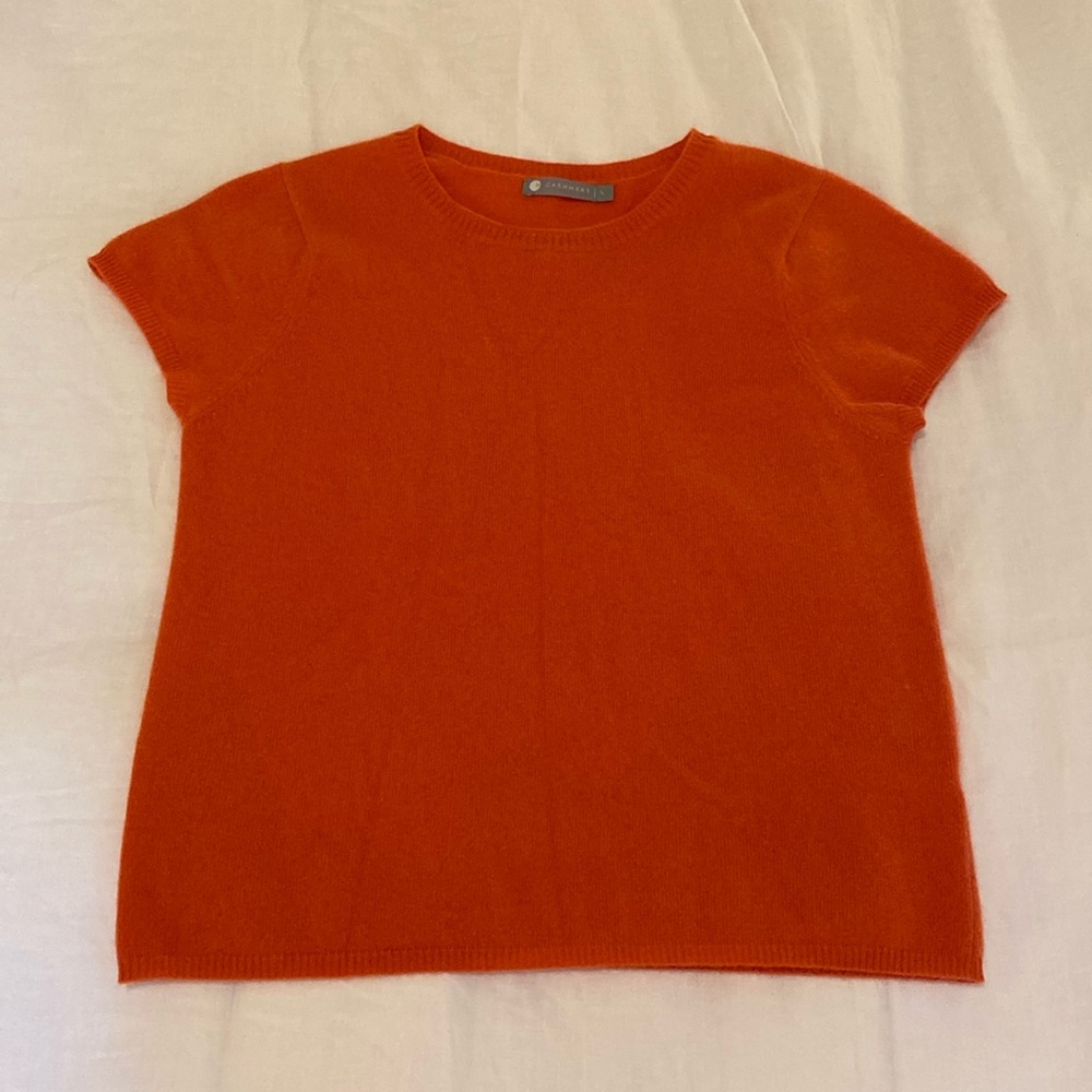 Orange Cashmere Short Sleeve Sweater l Size L